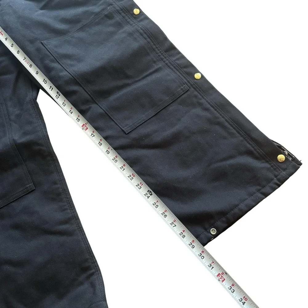 Carhartt Bib Overalls Mens 36x30 Black R38 Duck Insulated Quilt Lined Workwear